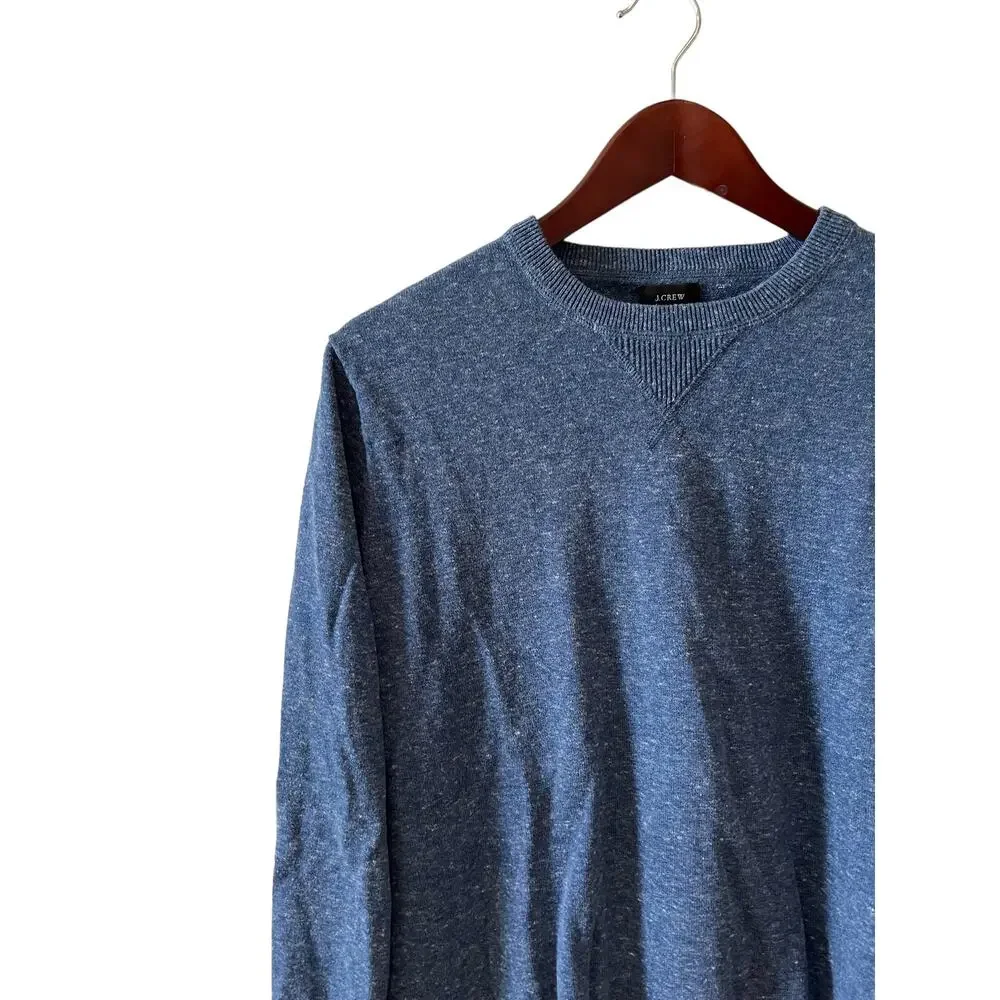 J Crew Lightweight Heathered Blue Cotton Crewneck Sweater M